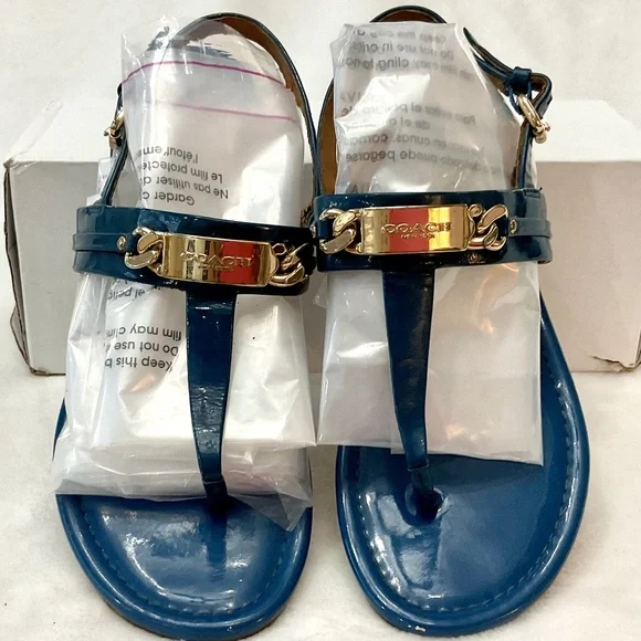 BLUE COACH CATERINE PATENT LEATHER  T STRAP  SANDALS SZ 6B - Picture 14 of 16